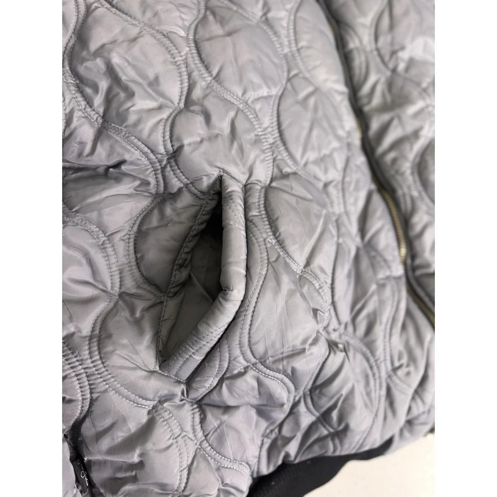 VTG Sean‎ John Reversible Quilted Bomber Jacket Mens XL Grey Black Streetwear